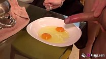 ainara loves eating cum omelettes for breakfast